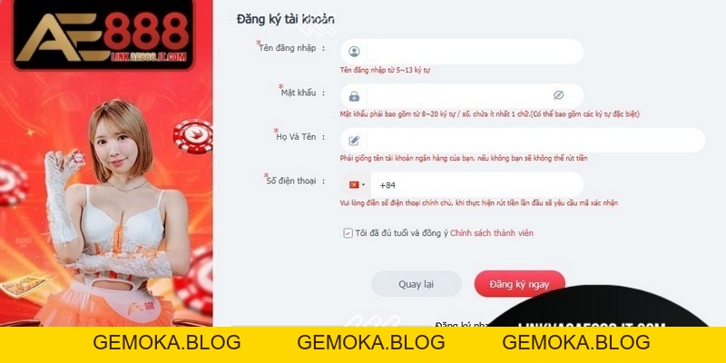 Đăng Ký AE888 – Thao Tác Nhanh Gọn Để Bắt Đầu Trải Nghiệm - gemoka