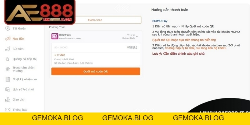 Nạp Tiền AE888 - Cơ Hội Sở Hữu Ưu Đãi Hấp Dẫn, Chất Lượng - gemoka