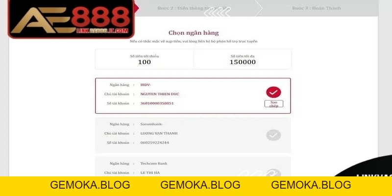 Nạp Tiền AE888 - Cơ Hội Sở Hữu Ưu Đãi Hấp Dẫn, Chất Lượng - gemoka