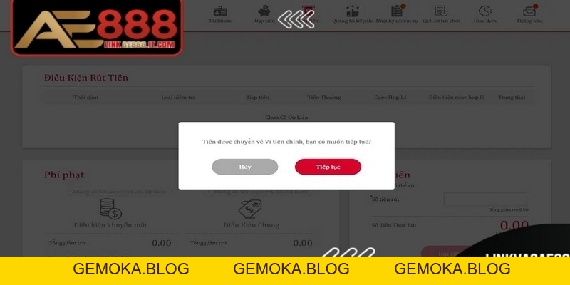 Rút Tiền AE888 Về Tài Khoản Cá Nhân đơn Giản, Nhanh Chóng - gemoka