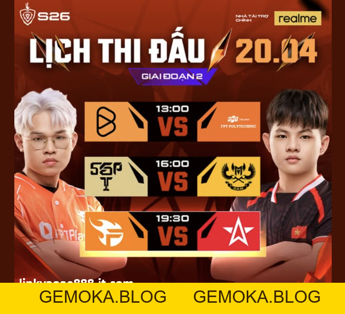 LỊCH THI ĐẤU NGÀY 20/04 ĐẤU TRƯỜNG DANH VỌNG MÙA XUÂN 2026 - gemoka LỊCH THI ĐẤU NGÀY 20/04 ĐẤU TRƯỜNG DANH VỌNG MÙA XUÂN 2026 - gemoka