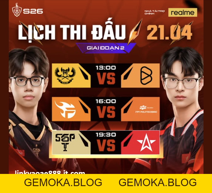 LỊCH THI ĐẤU GIAI ĐOẠN 2 ĐTDV MÙA XUÂN 2026 NGÀY 22/04 - gemoka