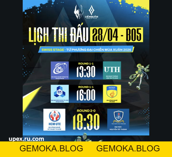 LỊCH VÒNG SWISS STAGE TỨ PHƯƠNG ĐẠI CHIẾN MÙA XUÂN NGÀY 27/04/2026 - gemoka
