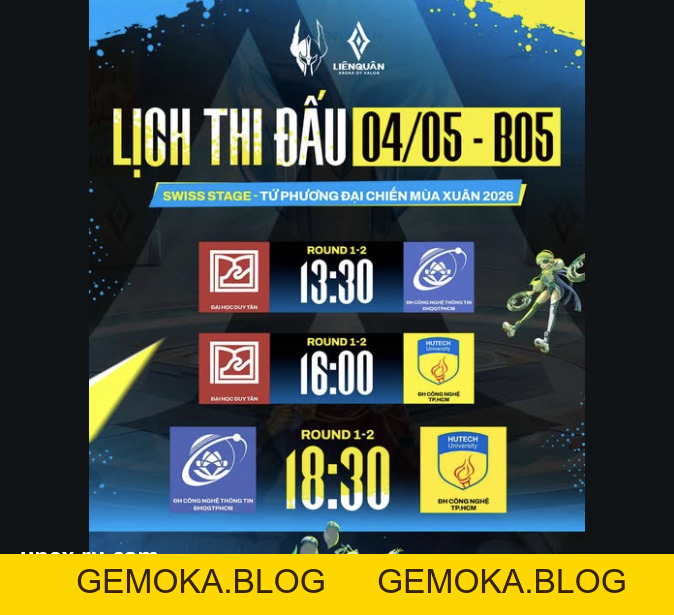 LỊCH PLAYOFFS ĐẤU TRƯỜNG DANH VỌNG MÙA XUÂN 2026 NGÀY 03/05 - gemoka